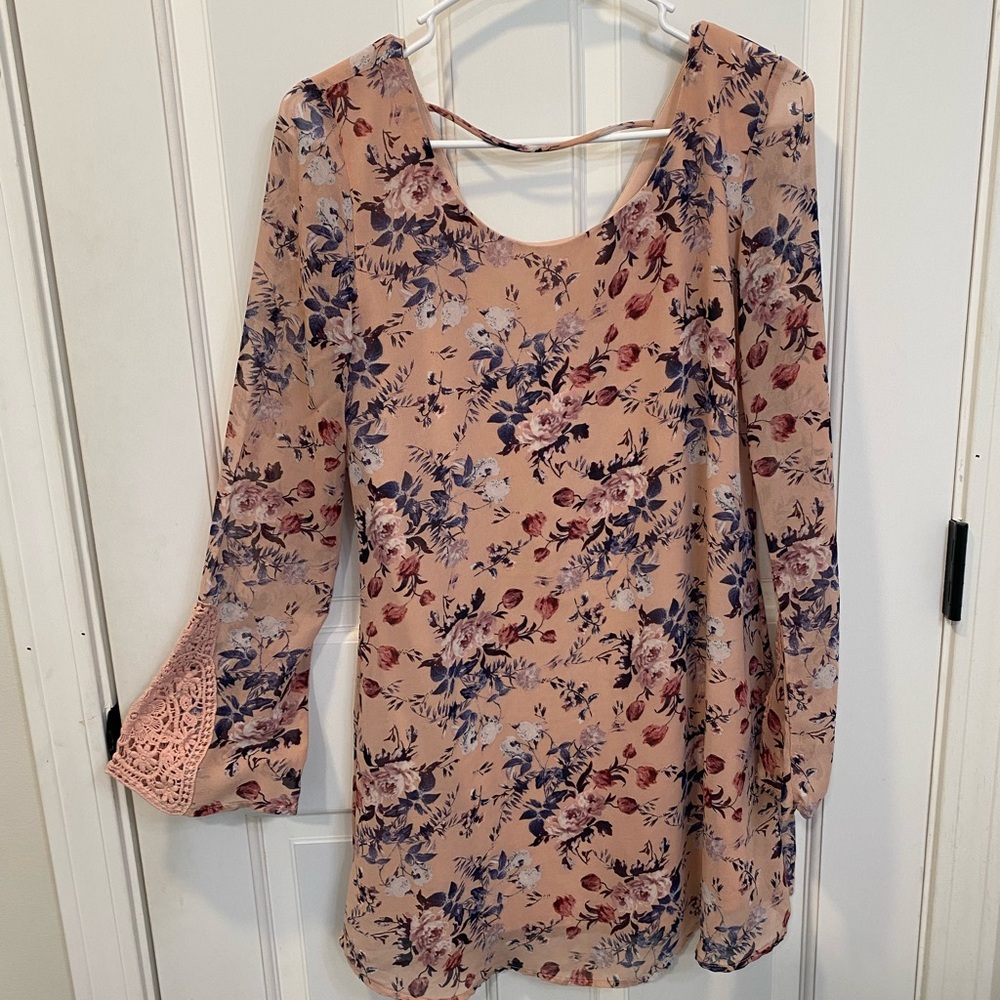 Speechless Floral Mini Dress in Pink and Blue